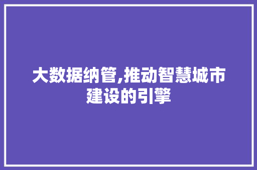 大数据纳管,推动智慧城市建设的引擎