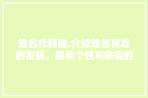 姓名代码器,介绍姓名背后的密码，探寻个性与命运的奥秘