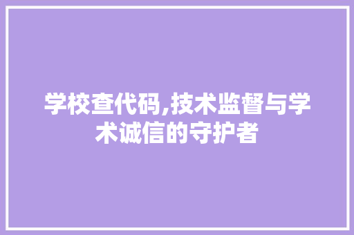 学校查代码,技术监督与学术诚信的守护者 WordPress教程