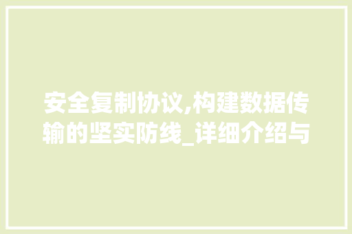 安全复制协议,构建数据传输的坚实防线_详细介绍与未来展望