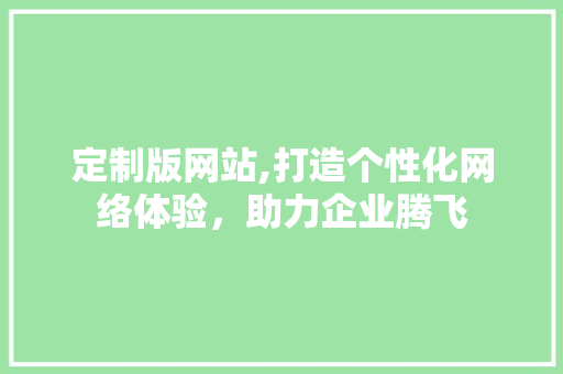 定制版网站,打造个性化网络体验，助力企业腾飞