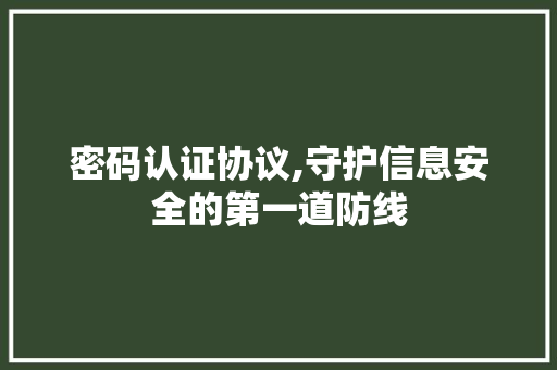 密码认证协议,守护信息安全的第一道防线