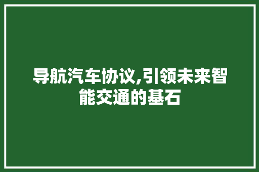 导航汽车协议,引领未来智能交通的基石