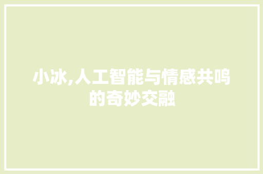 小冰,人工智能与情感共鸣的奇妙交融 建站教程