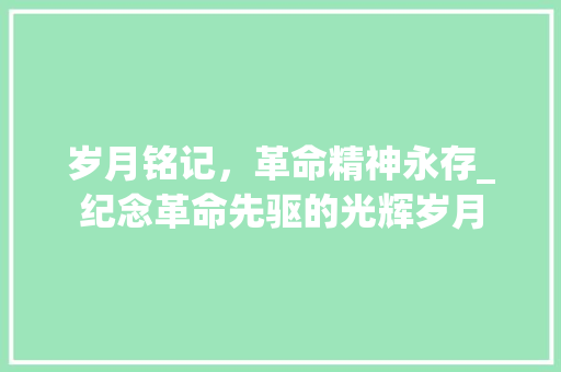岁月铭记，革命精神永存_纪念革命先驱的光辉岁月