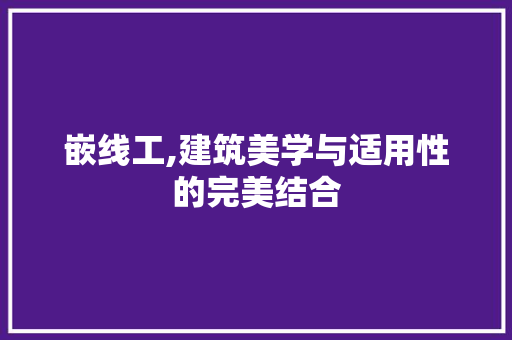 嵌线工,建筑美学与适用性的完美结合