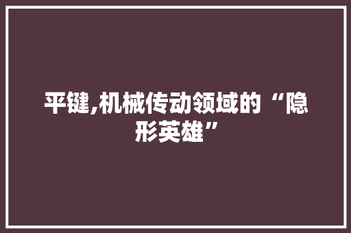 平键,机械传动领域的“隐形英雄”