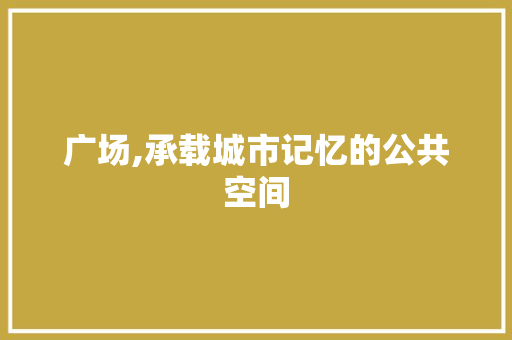 广场,承载城市记忆的公共空间