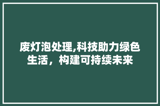 废灯泡处理,科技助力绿色生活，构建可持续未来