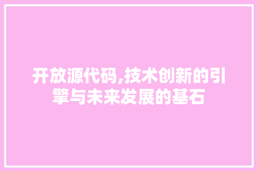 开放源代码,技术创新的引擎与未来发展的基石