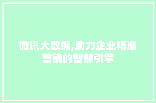 微讯大数据,助力企业精准营销的智慧引擎 服务器/数据库