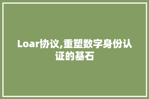 Loar协议,重塑数字身份认证的基石 WordPress教程