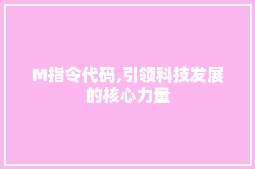 M指令代码,引领科技发展的核心力量 建站教程