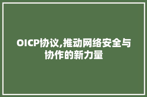 OICP协议,推动网络安全与协作的新力量 SEO教程