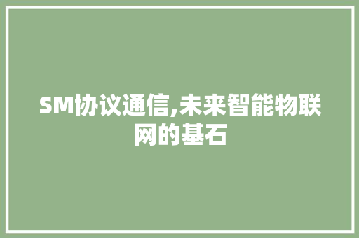 SM协议通信,未来智能物联网的基石 WordPress教程