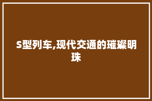 S型列车,现代交通的璀璨明珠 建站教程