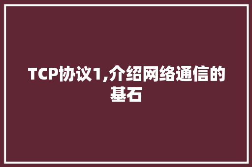 TCP协议1,介绍网络通信的基石