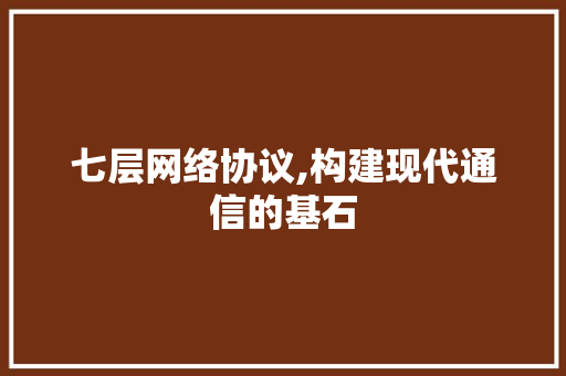 七层网络协议,构建现代通信的基石