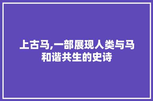 上古马,一部展现人类与马和谐共生的史诗 Web前端