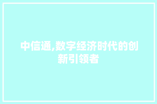 中信通,数字经济时代的创新引领者