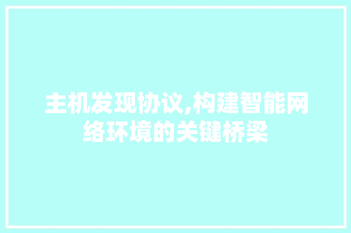 主机发现协议,构建智能网络环境的关键桥梁 服务器/数据库