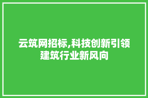 云筑网招标,科技创新引领建筑行业新风向 Web前端