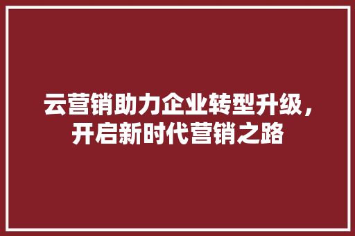 云营销助力企业转型升级，开启新时代营销之路 WordPress教程
