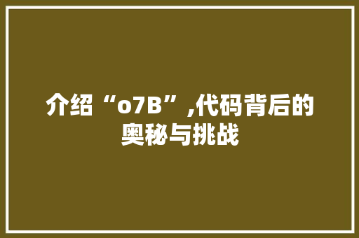 介绍“o7B”,代码背后的奥秘与挑战 服务器/数据库