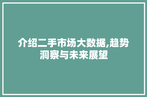 介绍二手市场大数据,趋势洞察与未来展望 SEO教程