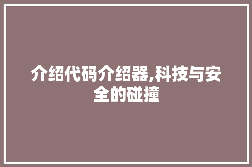 介绍代码介绍器,科技与安全的碰撞