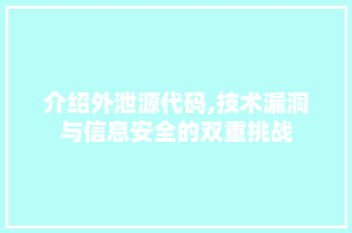 介绍外泄源代码,技术漏洞与信息安全的双重挑战 WordPress教程