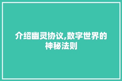 介绍幽灵协议,数字世界的神秘法则