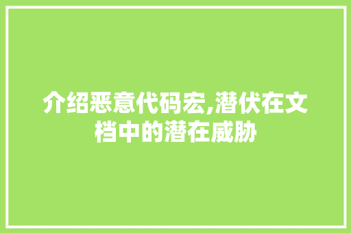 介绍恶意代码宏,潜伏在文档中的潜在威胁 WordPress教程