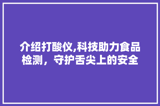 介绍打酸仪,科技助力食品检测，守护舌尖上的安全