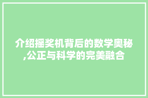 介绍摇奖机背后的数学奥秘,公正与科学的完美融合 SEO教程