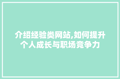 介绍经验类网站,如何提升个人成长与职场竞争力 友链在线