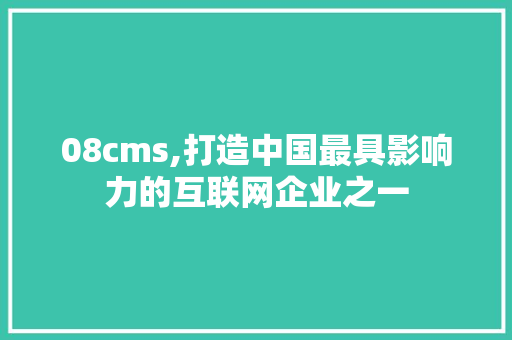 08cms,打造中国最具影响力的互联网企业之一