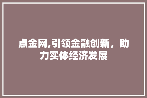 点金网,引领金融创新，助力实体经济发展