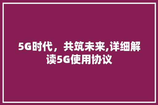 5G时代，共筑未来,详细解读5G使用协议