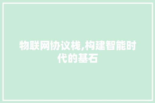 物联网协议栈,构建智能时代的基石