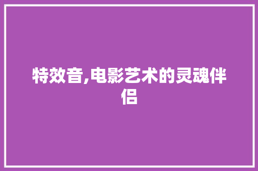 特效音,电影艺术的灵魂伴侣