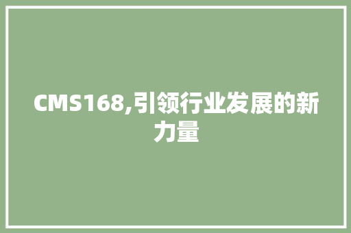 CMS168,引领行业发展的新力量