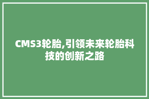 CMS3轮胎,引领未来轮胎科技的创新之路