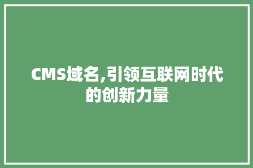 CMS域名,引领互联网时代的创新力量