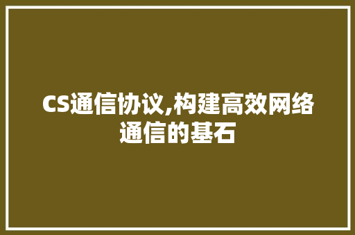 CS通信协议,构建高效网络通信的基石