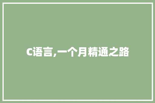 C语言,一个月精通之路