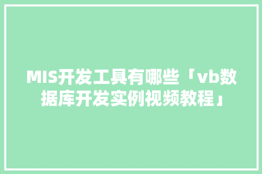 MIS开发工具有哪些「vb数据库开发实例视频教程」 WordPress教程