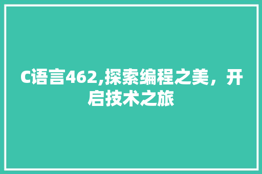 C语言462,探索编程之美，开启技术之旅 Web前端