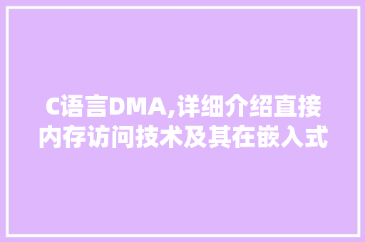 C语言DMA,详细介绍直接内存访问技术及其在嵌入式系统中的应用 SEO教程