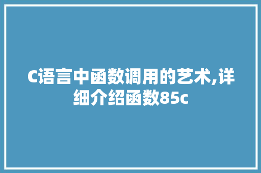 C语言中函数调用的艺术,详细介绍函数85c WordPress教程